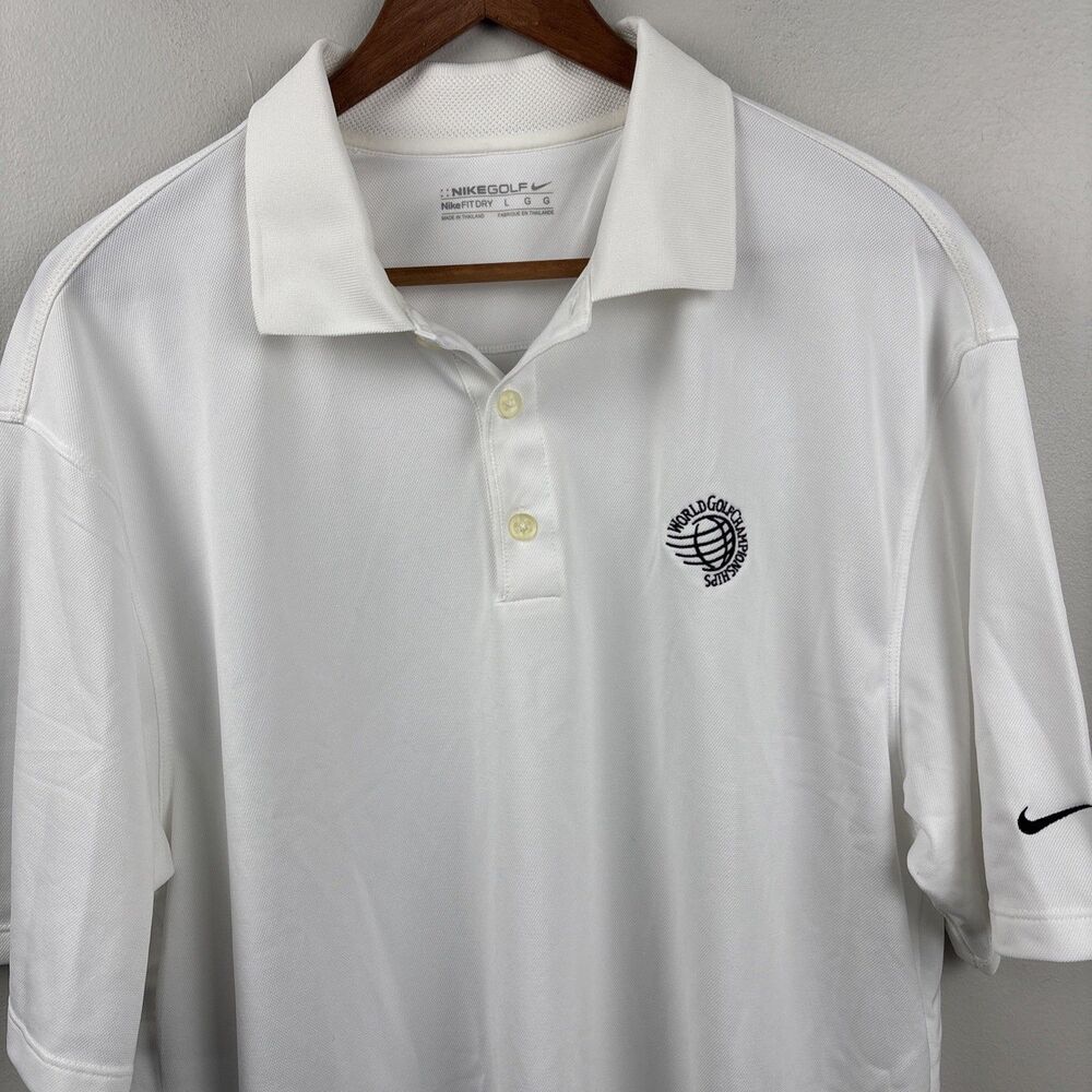 Nike Golf polo men’s Large Fit Dry White World Golf Championships Short Sleeve